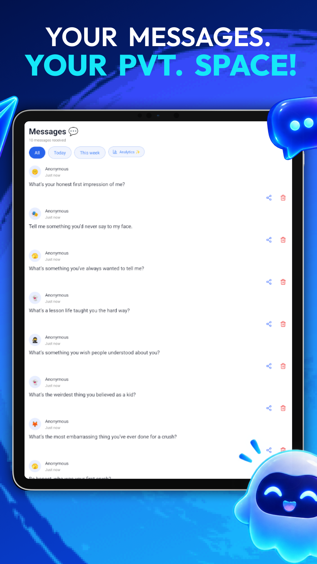 Mystery Message Tablet App Screenshot