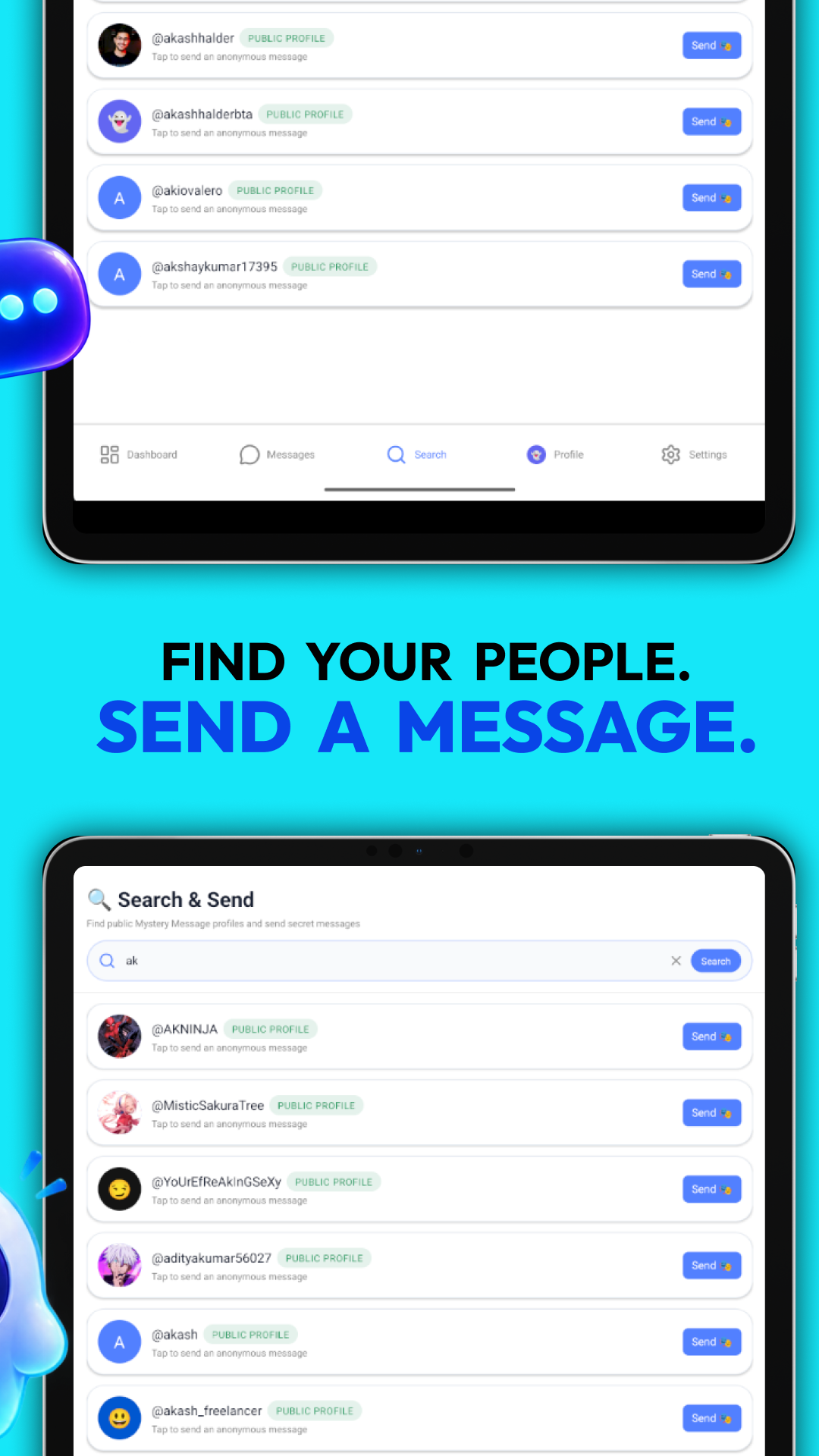 Mystery Message Tablet Search & Profiles